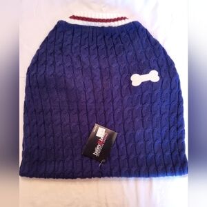 NWT Blue Cable-Knit Dog Sweater with Bone Accent Assorted Sizes